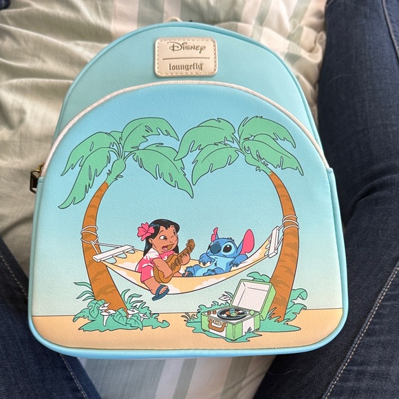 Loungefly Blue and Green Mini Backpack Tropical Design